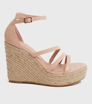 New Look Wide Fit Pale Pink Asymmetric Strap Wedge Sandals